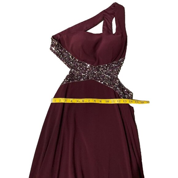 Dave & Johnny Womens burgundy red Beaded sequens Backless Prom Maxi Dress 5/6- H - Picture 6 of 8